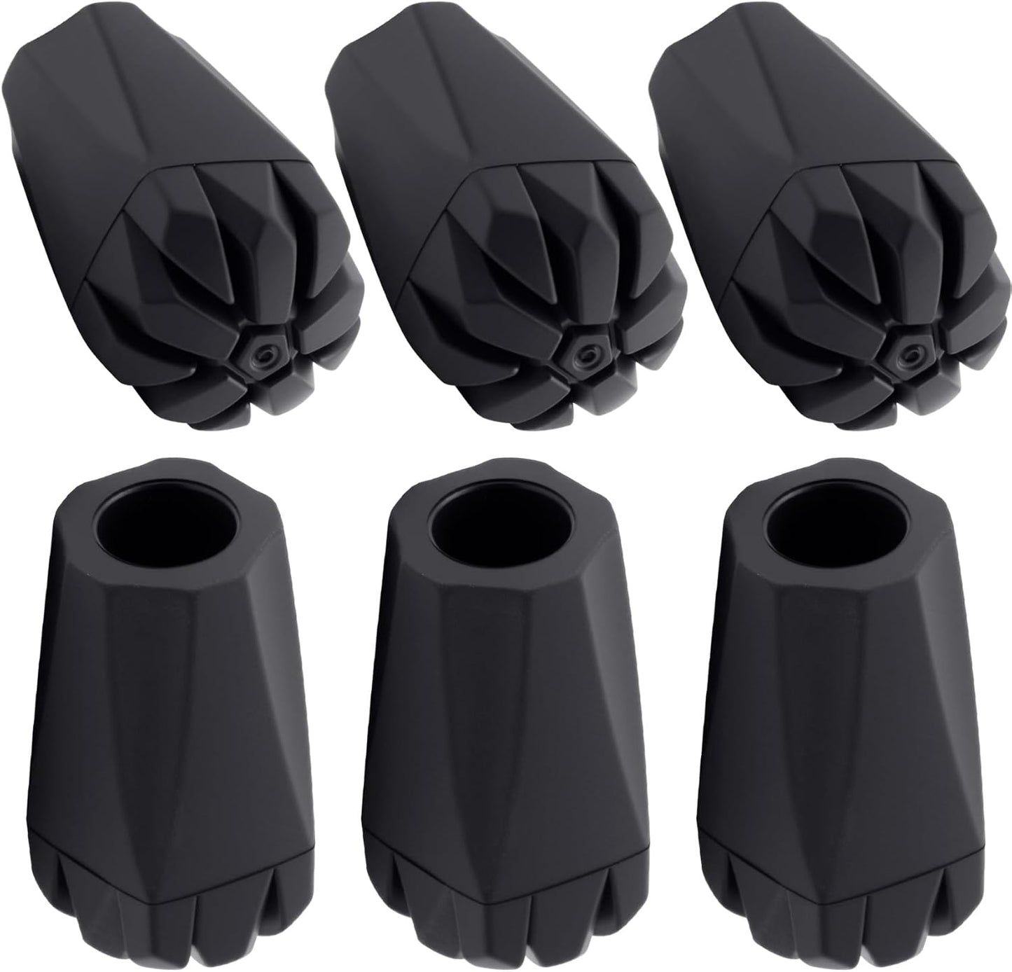 6pcs Anti-Slip Walking Stick Tips, Shock Absorption Trekking Pole Tips Replacements for Hiking Pole for Outdoor Hikers, Mountaineers-Black