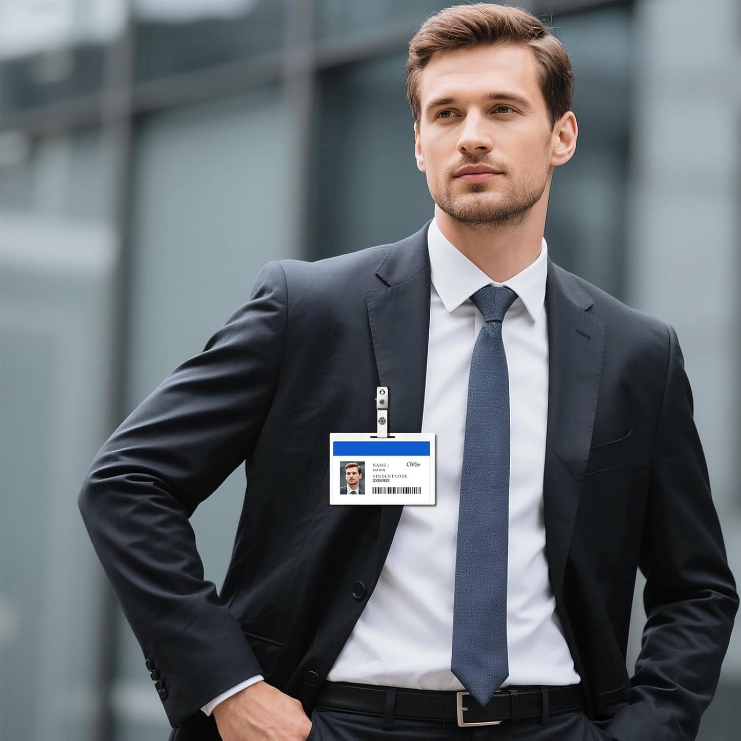 30 Pcs Metal Badge Clips with Clear PVC Straps ID Strap Clip Double Holes Badge Holder Clips ID Clip for Badges, Work Badges