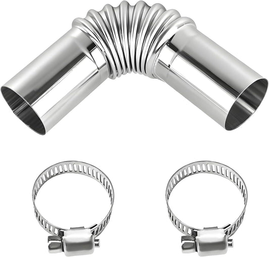 2PCS Air Parking Heater Exhaust Pipe Tube Elbow Connector, 25mm Stainless Steel Diesel Boat Heater with 2 Connectors, Automotive Exhaust Pipes Replacement (1 PCS)