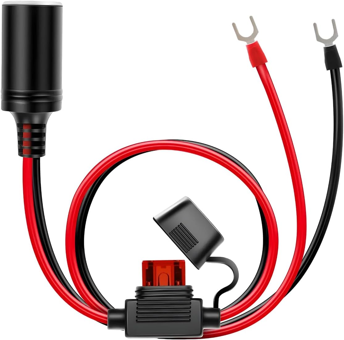 Female Cigarette Light Socket, Heavy Duty 16AWG Cigarette Lighter Battery Adapter, 12 to 24V Car Charger Power Cigarette Lighter with Extension Cable, Car Accessories (1 PCS)