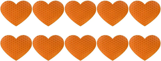 10 PCS Heart Vinyl Stickers for Car, High Intensity Reflective Decals Auto Night Safety Stickers, Waterproof Anti-Scratch Heart-Shaped Warning Decals for Car Truck SUV (Orange)