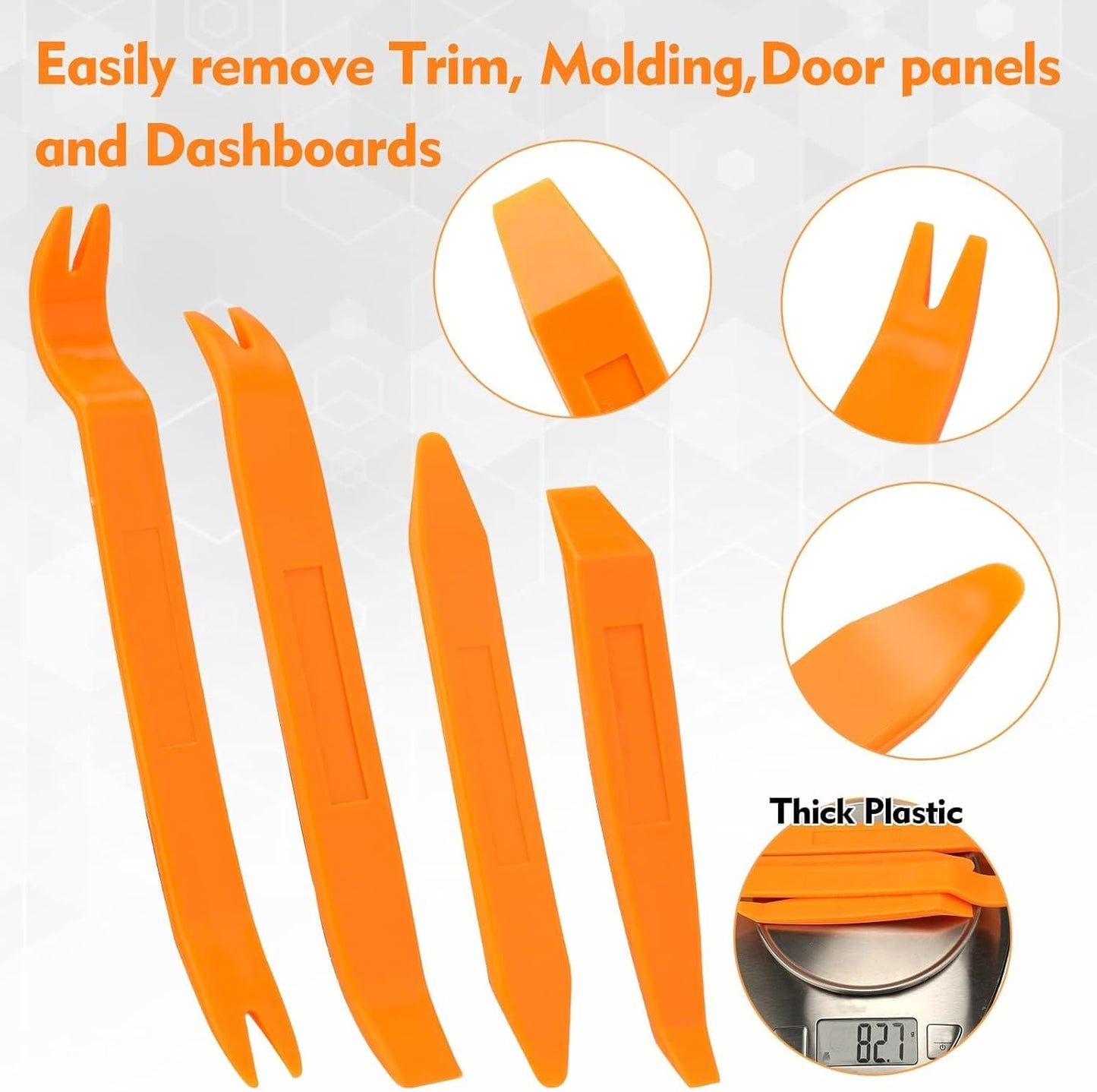 4Pcs Auto Door Clip Panel Trim Removal Tool Kits Thick Plastic Car Tools for Car Dash Radio Audio Installer Pry Tool with Paper Box