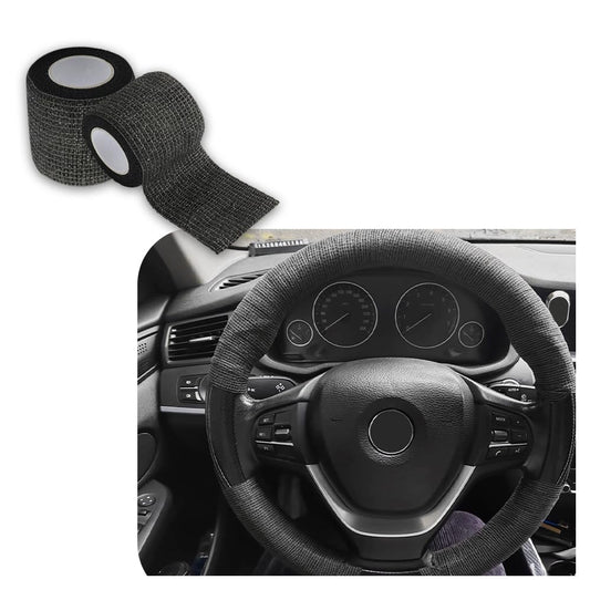 2PCS 14.76Ft Steering Wheel Wrap Tape No-Slip,Sweat Absorption Steering Wheel Tape for Protection Self Adhesive,Universal Car Wheel Cover Car Accessories Fit Car Truck SUV (Black)