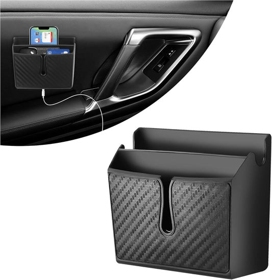Multifunctional Car Organizer and Storage with Sticky, Universal Car Accessory Storage Box for Phones, Cards, Keys (Carbon Fibre)