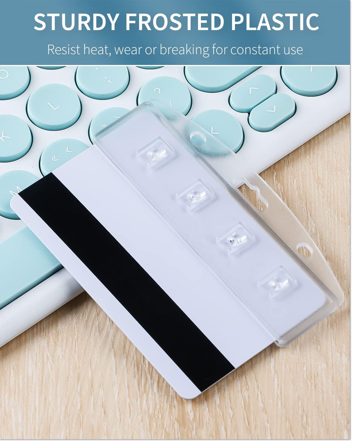 2 Pack Horizontal Half Card Badge Holders with Grippers Hard Transparent Protectors Sleeves Frosted Pouches for POS Magnetic Swipe Cards IDs Credit Cards and Passes