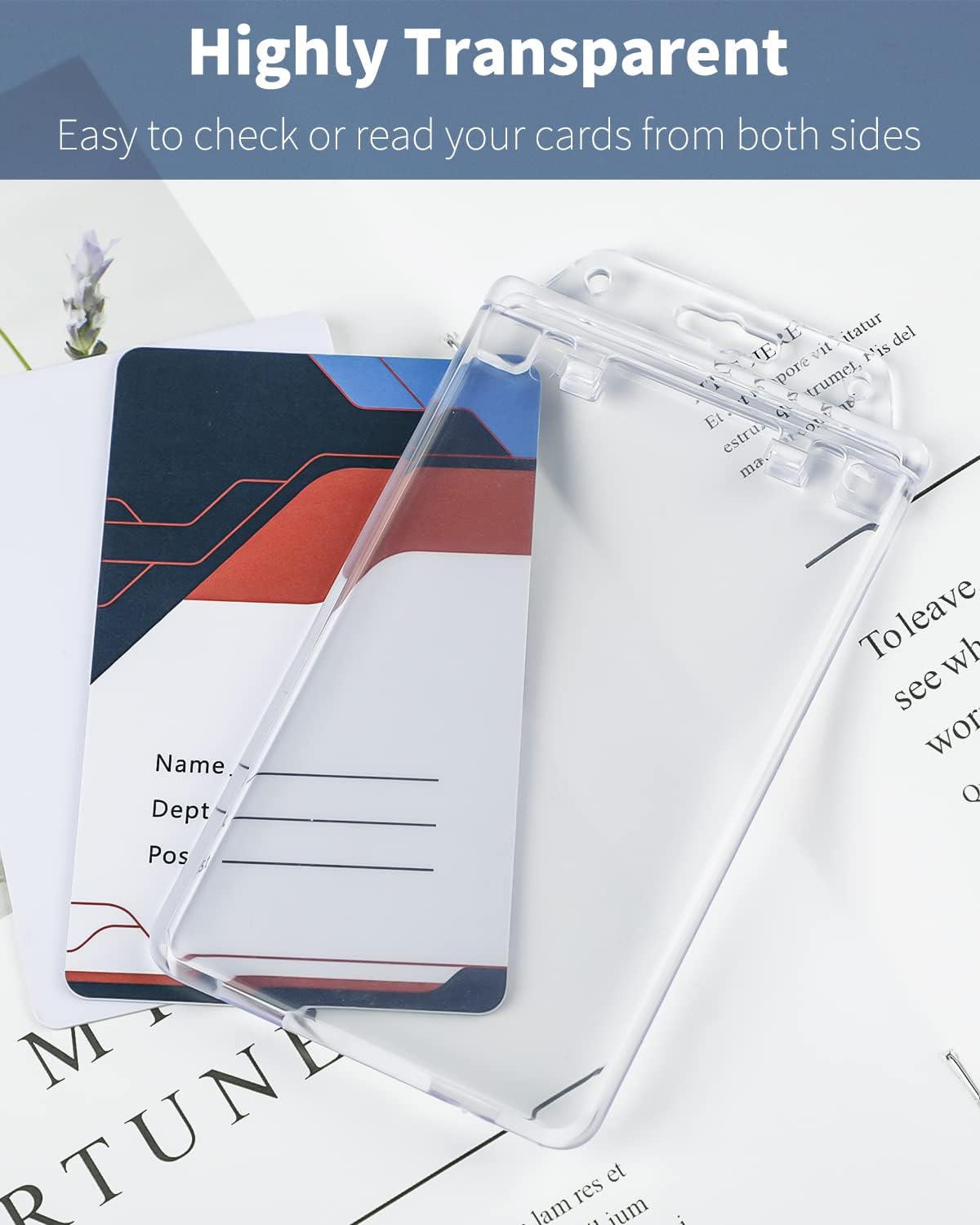 2 Pack Permanent Locking ID Badge Holder for Less Frequently Used Cards Vertical Hard Plastic Case Clear Card Protector Pouch for Passes Access Cards Student IDs Proximity RFID Key Cards