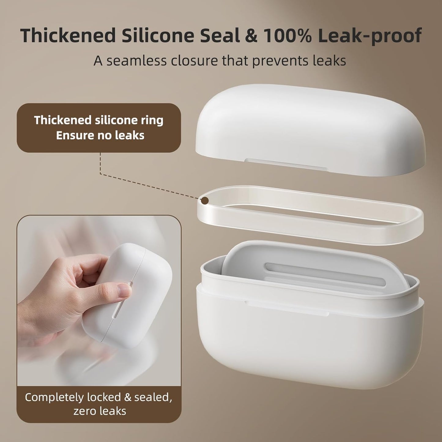 Leakproof Travel Soap Case, Compact Bar Soap Travel Case with Lid, Portable Soap Container Essentials with Drainage Layer for Traveling, Bathroom, Shower, Gym, Camping