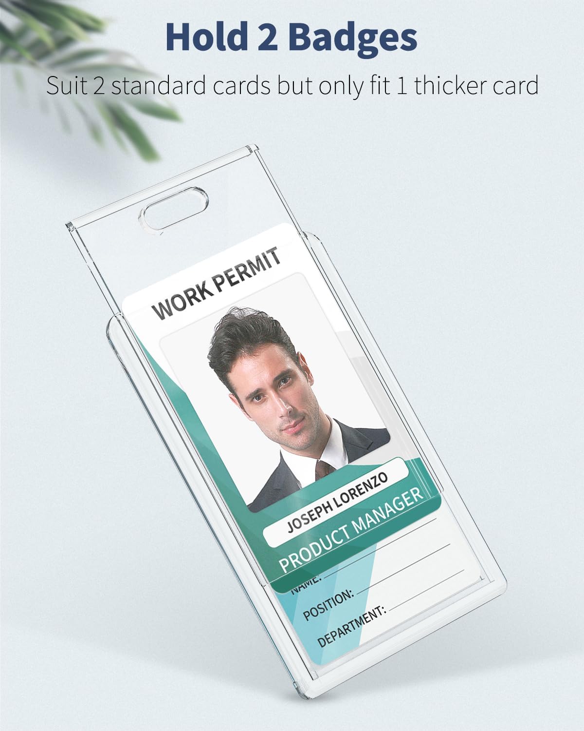 2 Pack Sliding Badge Holder Vertical Clear Card Case Hard Plastic Card Protector Pouch for Office School ID Card Credit Card Proximity Card Driver’s License Pass