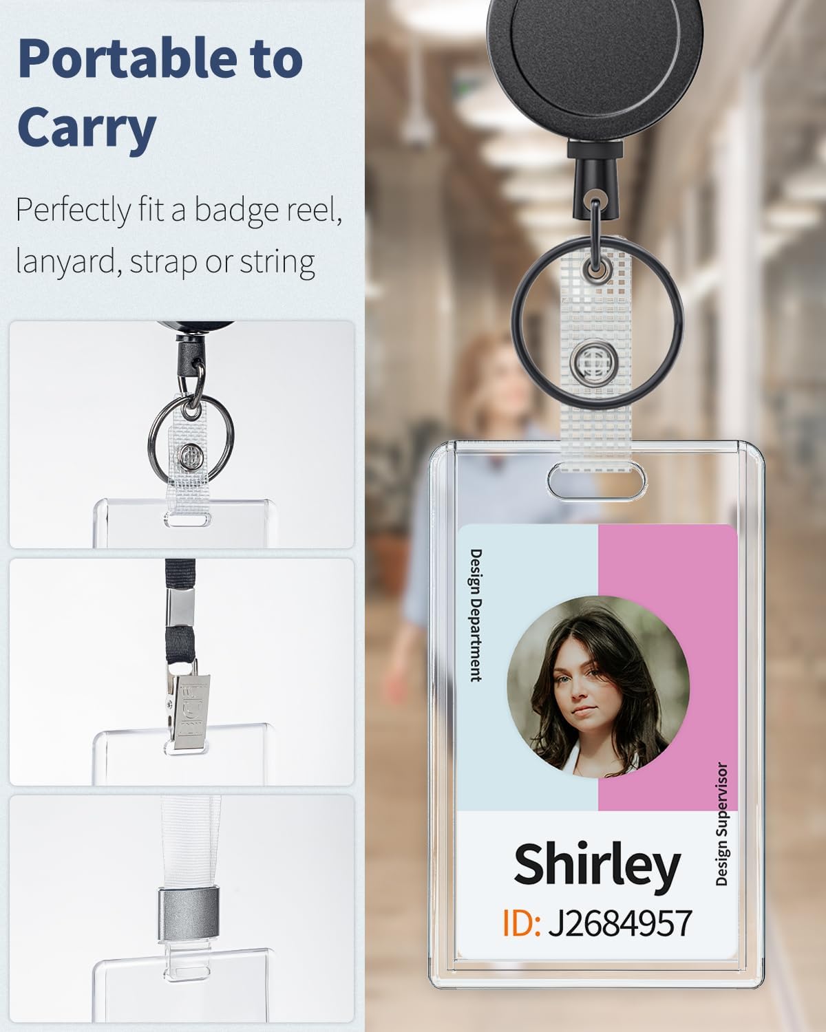 2 Pack Sliding Badge Holder Vertical Clear Card Case Hard Plastic Card Protector Pouch for Office School ID Card Credit Card Proximity Card Driver’s License Pass