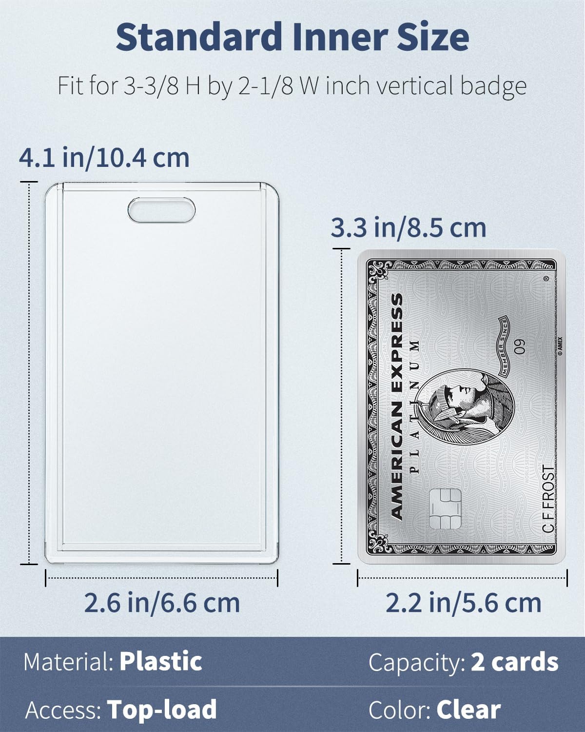 2 Pack Sliding Badge Holder Vertical Clear Card Case Hard Plastic Card Protector Pouch for Office School ID Card Credit Card Proximity Card Driver’s License Pass