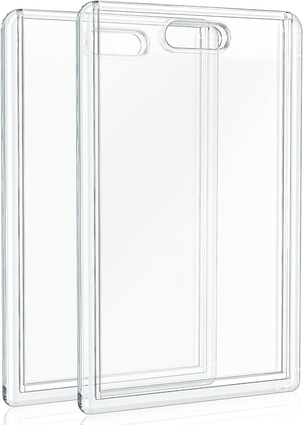 2 Pack Sliding Badge Holder Vertical Clear Card Case Hard Plastic Card Protector Pouch for Office School ID Card Credit Card Proximity Card Driver’s License Pass