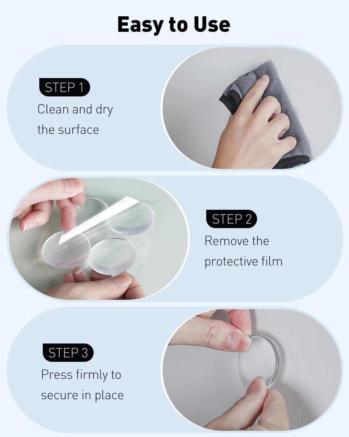 8 Pcs Door Stoppers for Wall, Adhesive Door Knob Wall Protector, Clear Wall Protectors from Door Knobs, Reusable Door Bumpers for Handle Shower Cabinet Home & Kitchen