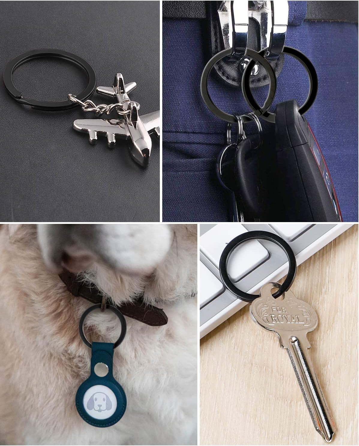 Flat Key Rings System Split Keychain Ring for Home Car Keys Organization Attachment, 14 Pieces
