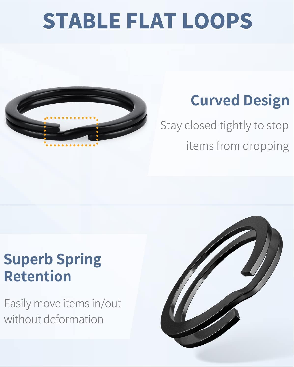 Flat Key Rings System Split Keychain Ring for Home Car Keys Organization Attachment, 14 Pieces