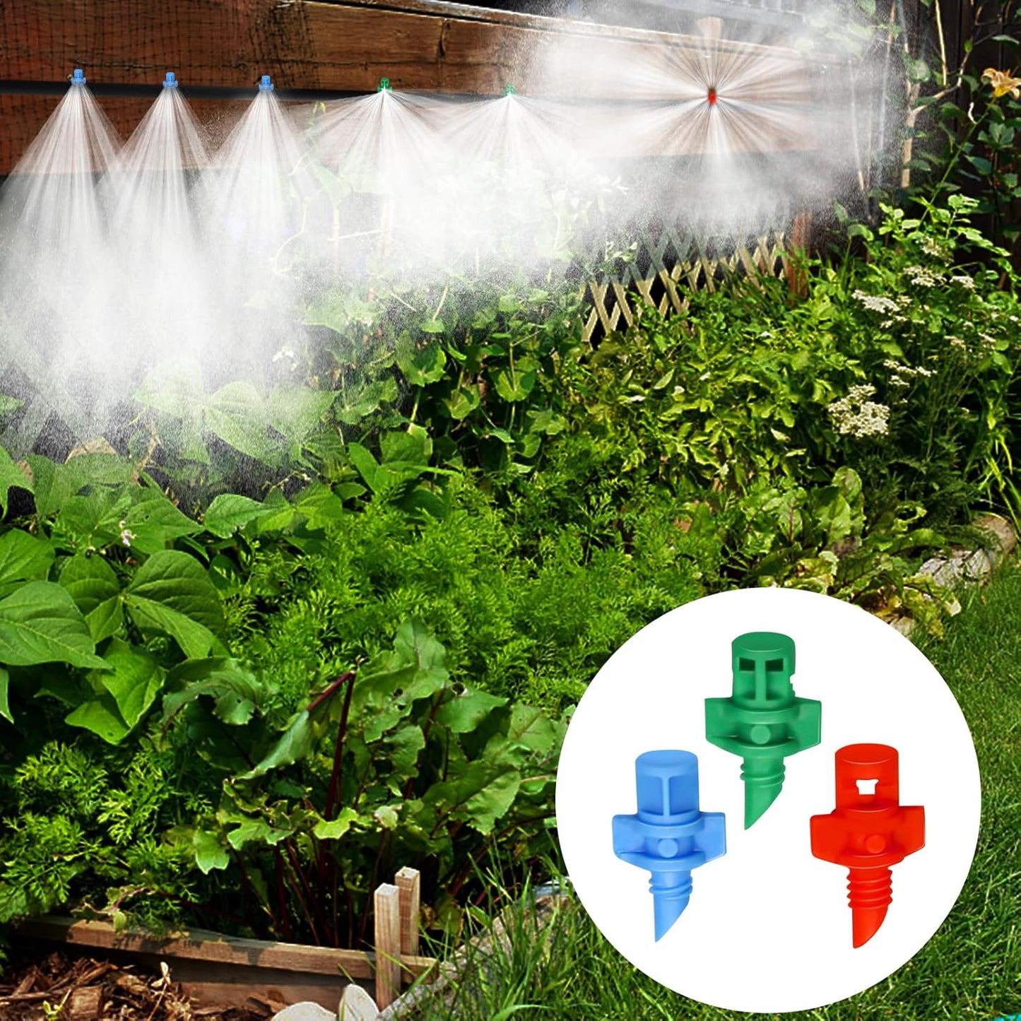 150Pcs Drip Irrigation Emitters, Micro Sprinkler Heads Misting Sprinkler Refraction Micro Sprayer Nozzles for Plants Lawn Water System (90/180/360 Degrees)