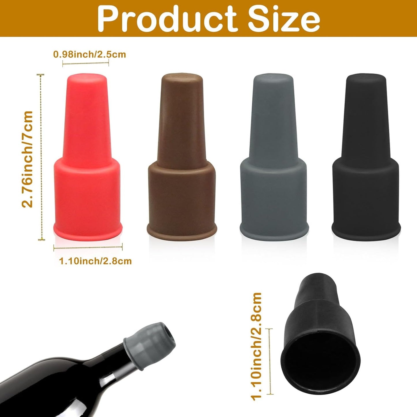 8Pcs Silicone Wine Stopper for Wine Bottles, Reusable Sparkling Wine Bottle Stopper, Silicone Wine Seal Stopper, Wine Bottle Cover Caps to Keep Wine Fresh, Beer Champagne Stopper Home Use(4 Colors)
