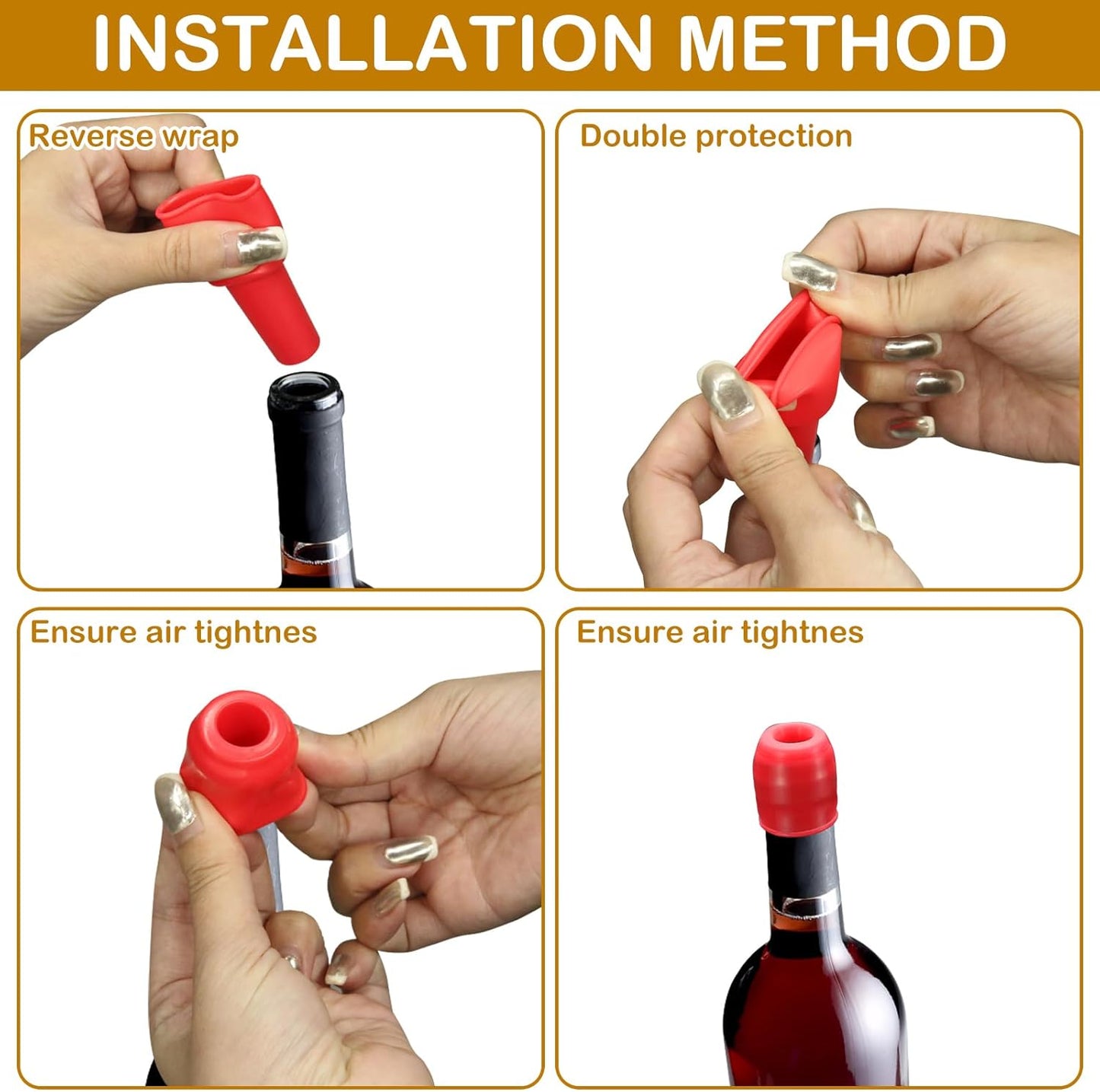 8Pcs Silicone Wine Stopper for Wine Bottles, Reusable Sparkling Wine Bottle Stopper, Silicone Wine Seal Stopper, Wine Bottle Cover Caps to Keep Wine Fresh, Beer Champagne Stopper Home Use(4 Colors)