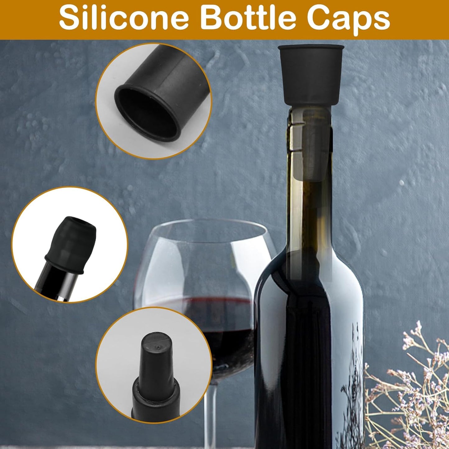 8Pcs Silicone Wine Stopper for Wine Bottles, Reusable Sparkling Wine Bottle Stopper, Silicone Wine Seal Stopper, Wine Bottle Cover Caps to Keep Wine Fresh, Beer Champagne Stopper Home Use(4 Colors)
