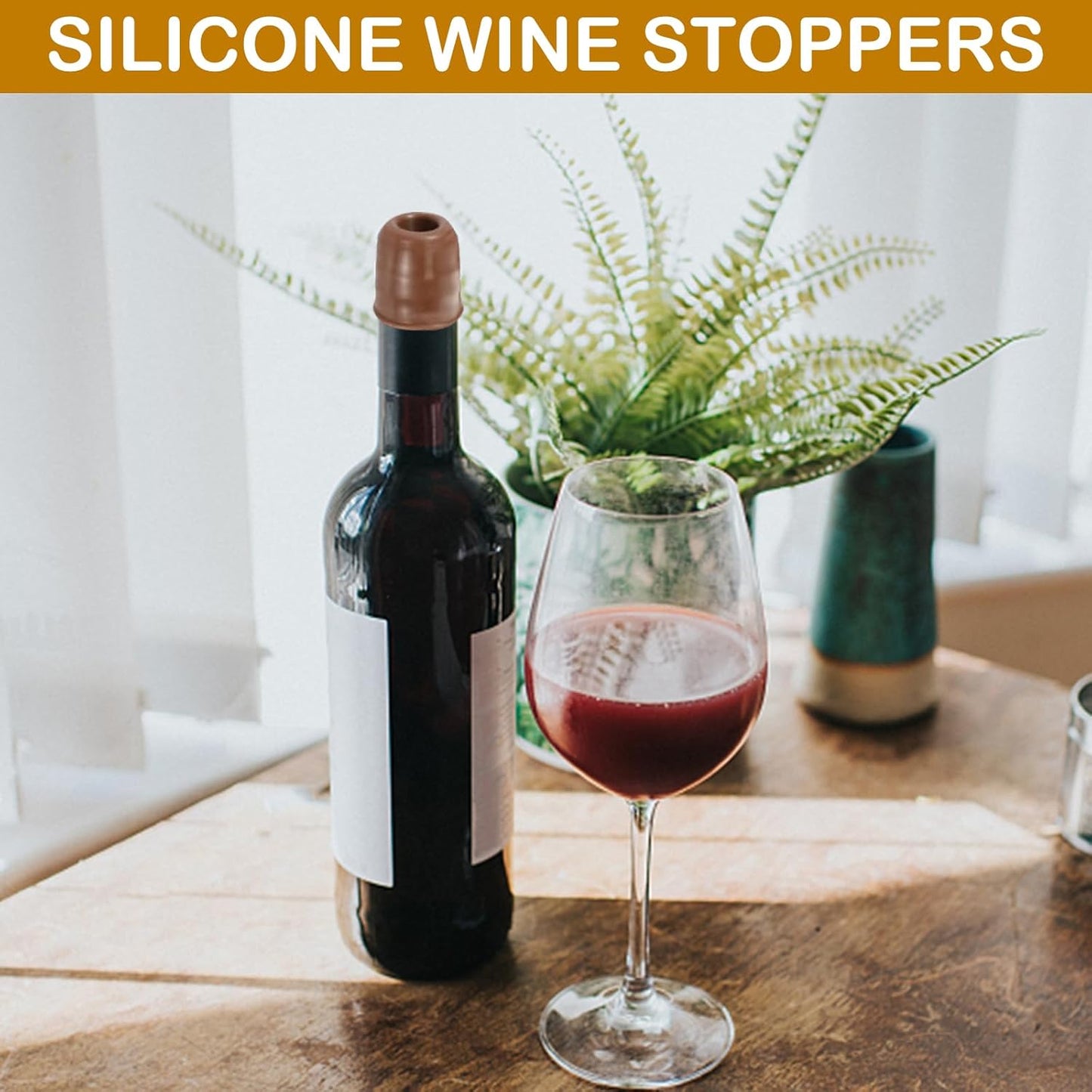 8Pcs Silicone Wine Stopper for Wine Bottles, Reusable Sparkling Wine Bottle Stopper, Silicone Wine Seal Stopper, Wine Bottle Cover Caps to Keep Wine Fresh, Beer Champagne Stopper Home Use(4 Colors)
