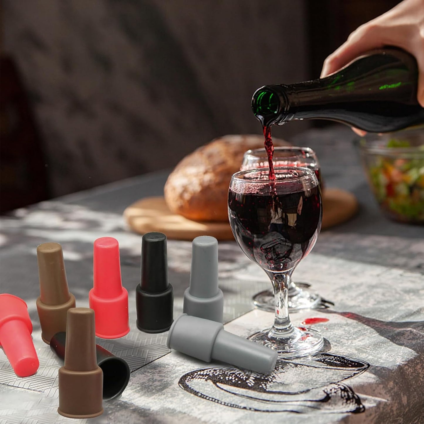 8Pcs Silicone Wine Stopper for Wine Bottles, Reusable Sparkling Wine Bottle Stopper, Silicone Wine Seal Stopper, Wine Bottle Cover Caps to Keep Wine Fresh, Beer Champagne Stopper Home Use(4 Colors)