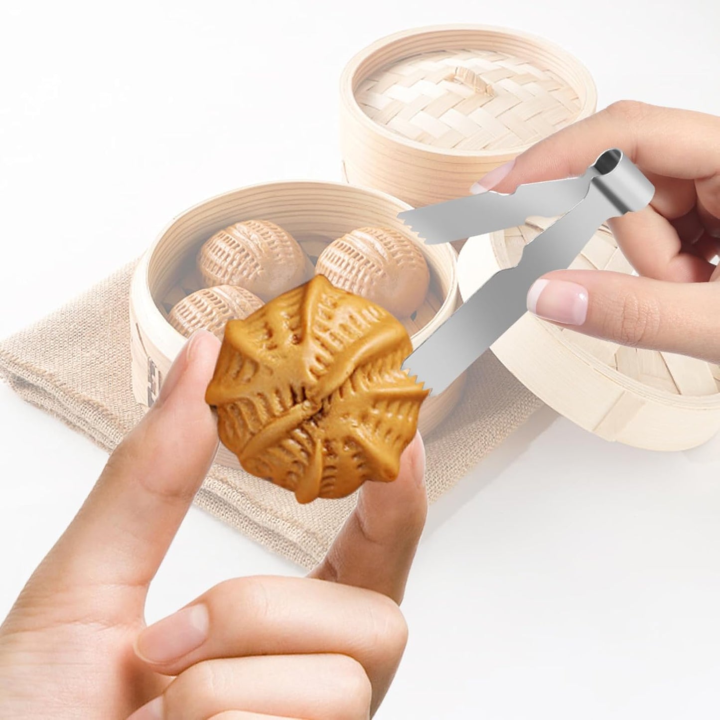 2Pcs Maamoul Tweezers Tongs, Maggash Manqat Pastry Tools Cookie Maker Dough Scraper Press, Stainless Steel Pastry Tongs Baking Crimper Tool for Decorating and Sealing Cookies, Shakarbura, Pie Crusts