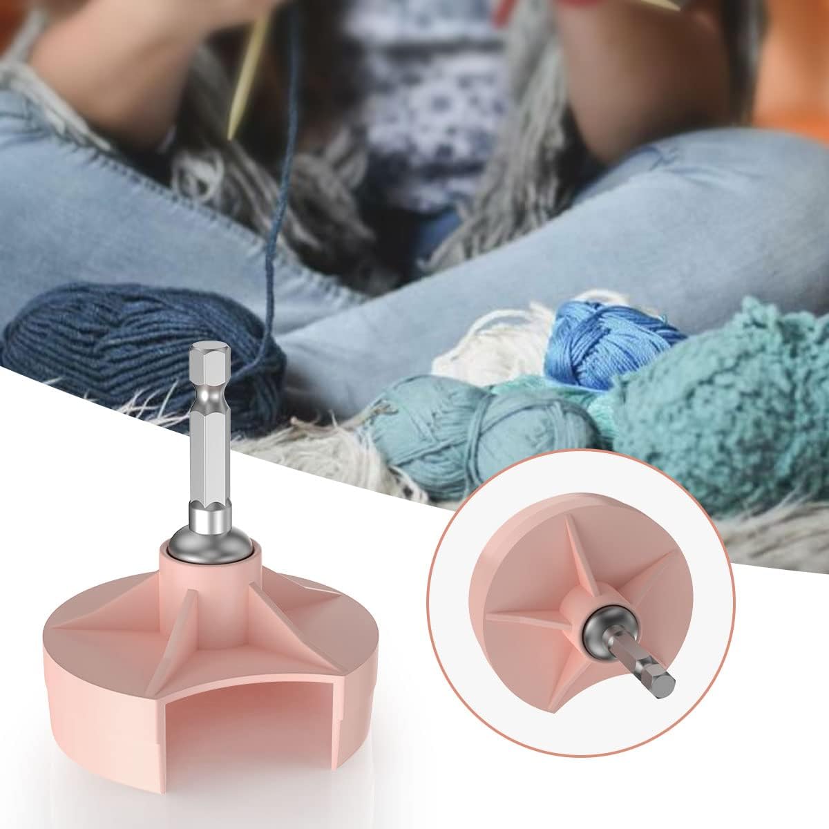 Knitting Machine Adapter,Quick Knit Machine Attachment with Power Screwdriver for 48Needles,40 and 22,Crank Handle Adapter with Hex Drill Steel Bit,DIY Craft Knit Sewing Accessories for Beginner(Pink)