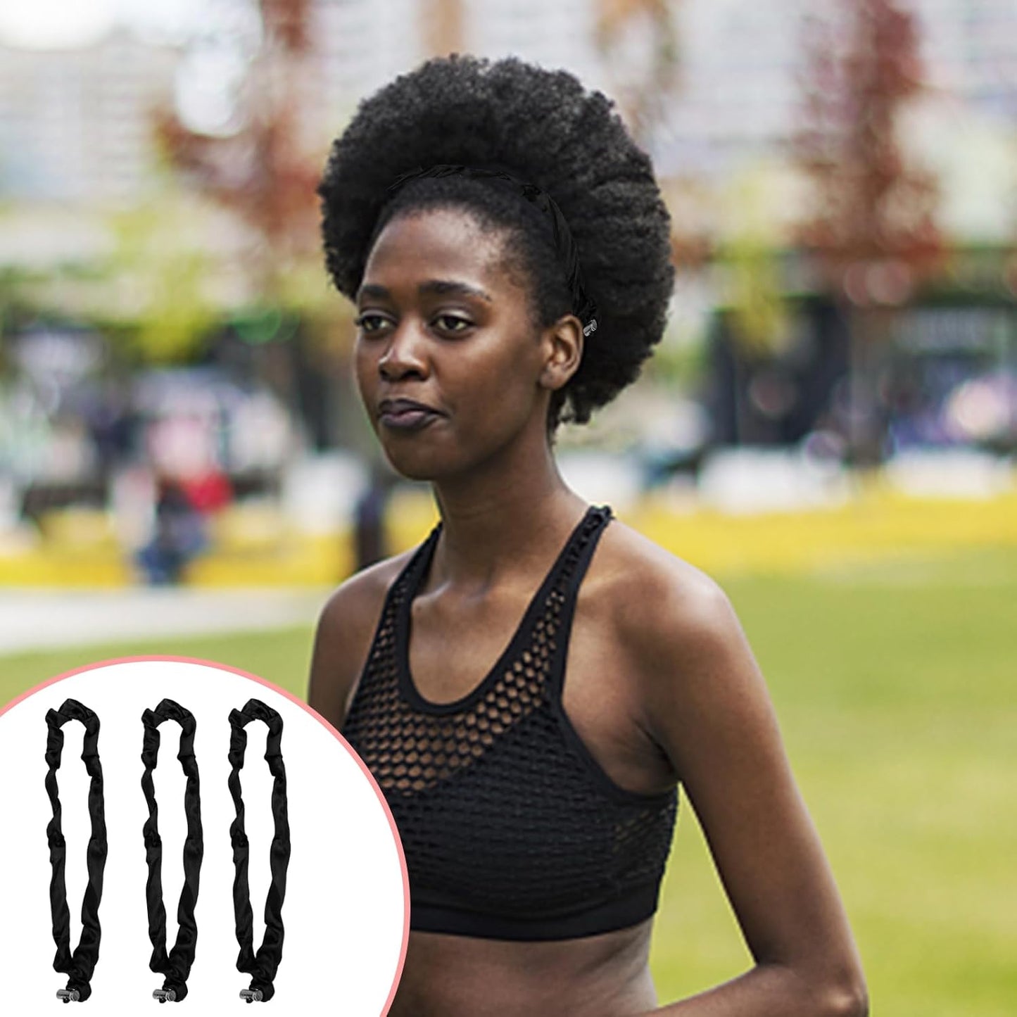 3Pcs Silk Scrunchies: Adjustable Slip Black Satin Hair Ties for Thick, Curly, Natural Hair and Long Afro Ponytail Styles