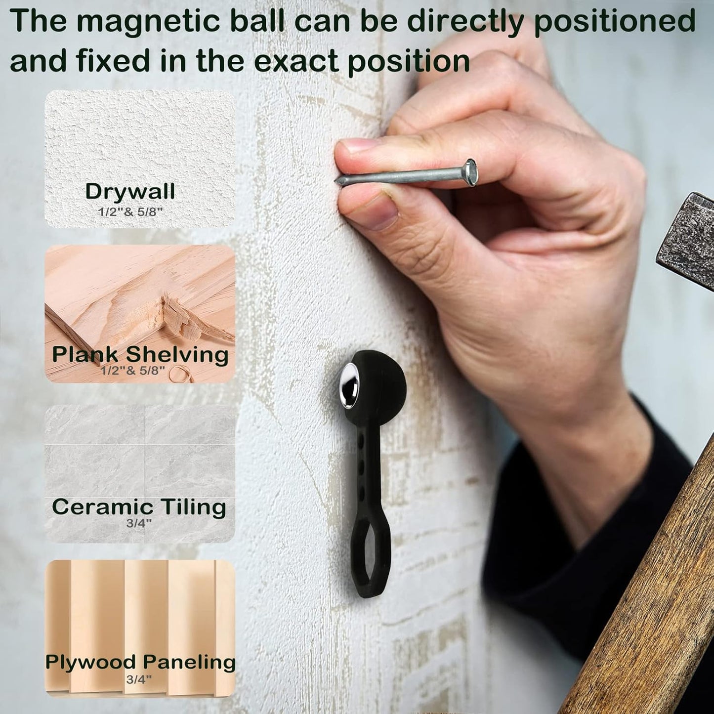 Stud Finder Wall Scanner, Magnetic Stud Finder With 27 Pounds of Pull Magnetic Power, No Batteries Required Wall Stud Finder Metal Stud Finder for Drywall, Wood, Plywood Paneling, Ceramic Tiling