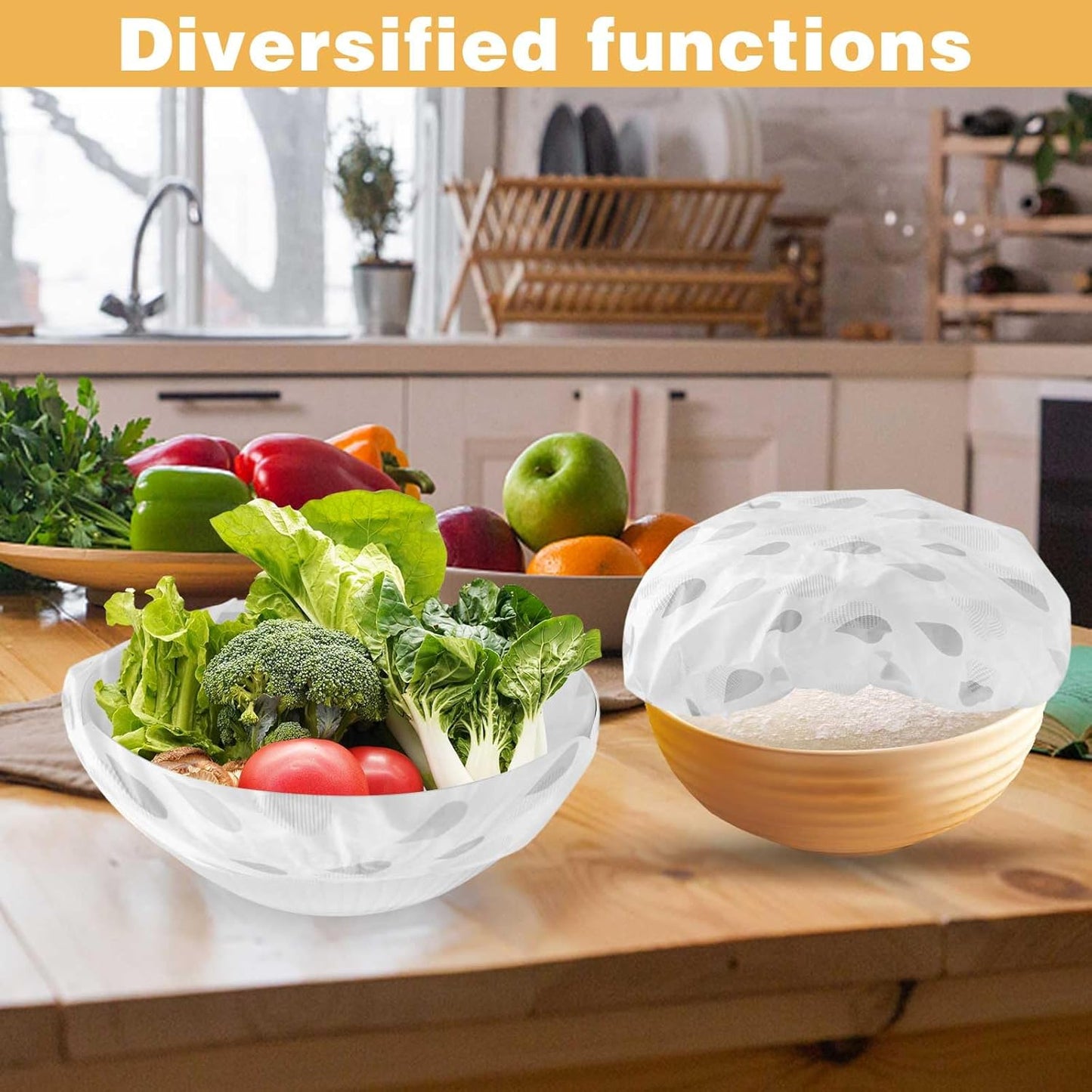 2Pcs Reusable Bread Elastic Bowl Covers for Rising, Sourdough, Adjustable Cover