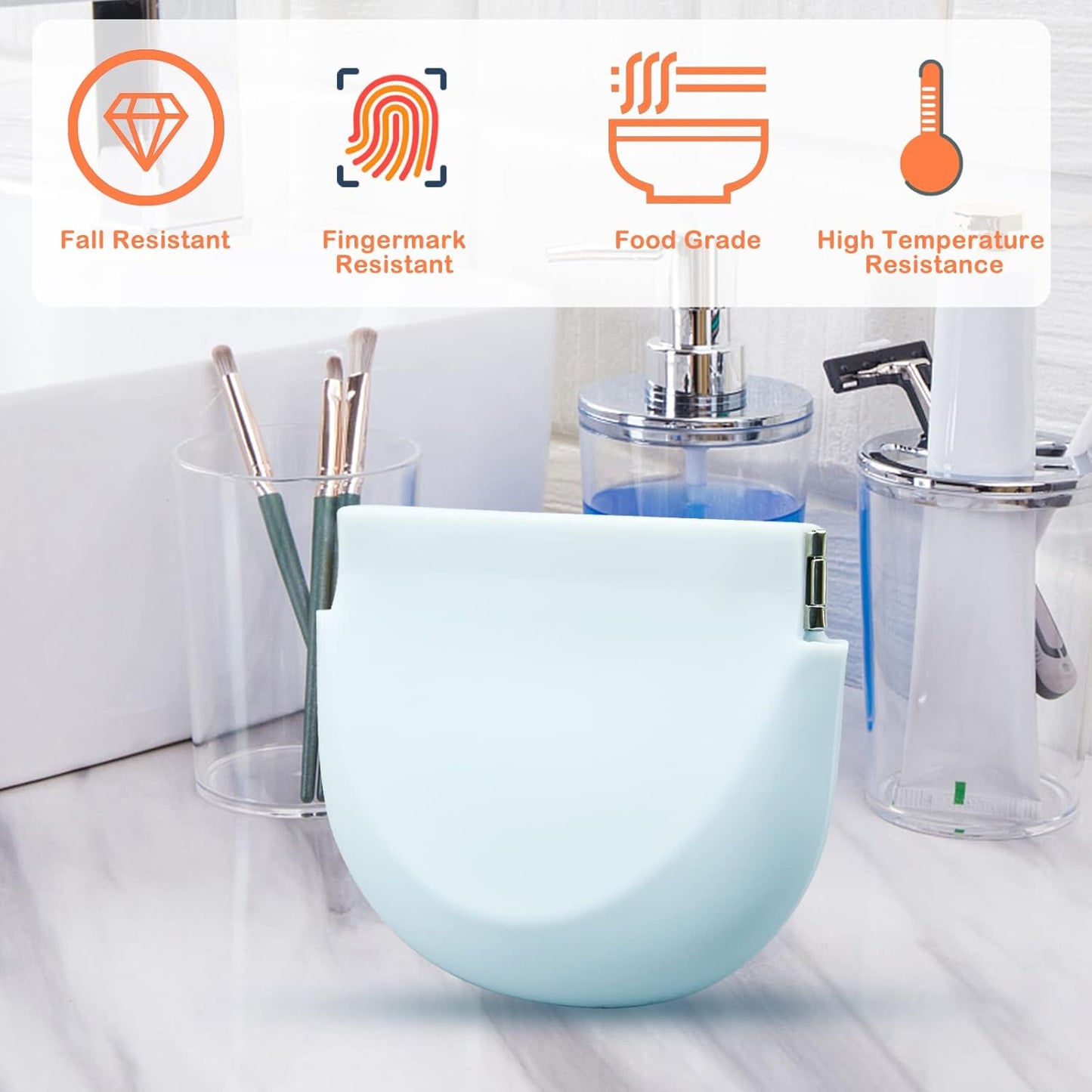 Silicone Retainer Case, Denture Case Retainer Holder with Vent Holes, Portable Retainer Cleaner Case for Women Men Kids Boys Girls, Mouth Guard Aligner Case Dental Retainer Container Case (Light Blue)