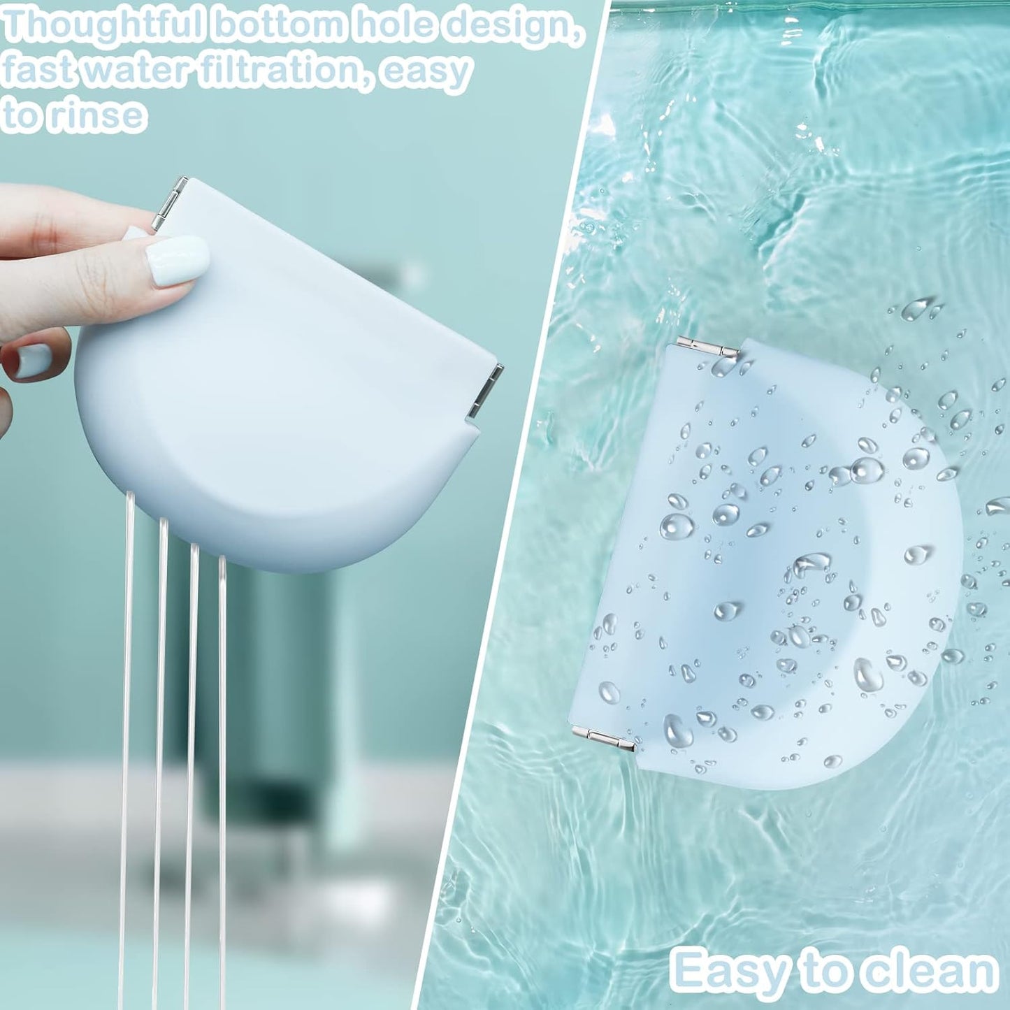 Silicone Retainer Case, Denture Case Retainer Holder with Vent Holes, Portable Retainer Cleaner Case for Women Men Kids Boys Girls, Mouth Guard Aligner Case Dental Retainer Container Case (Light Blue)