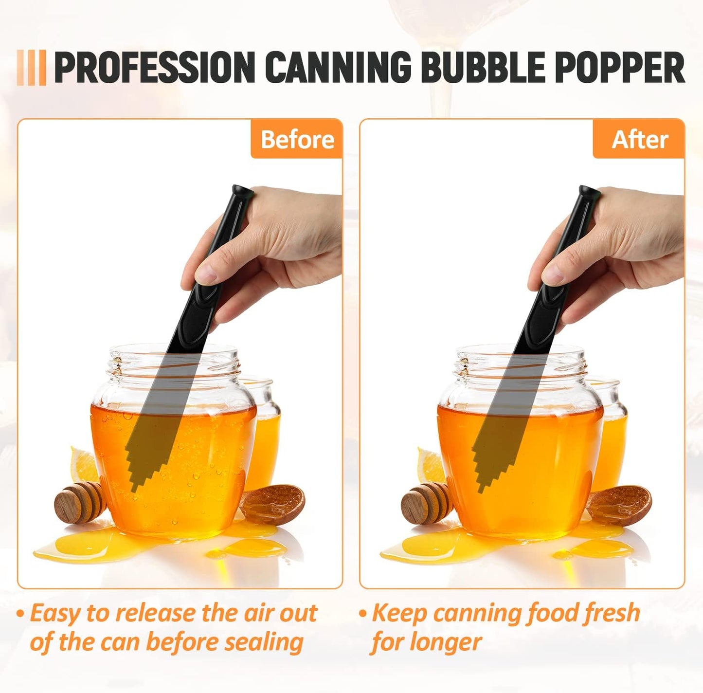 Magnetic Jar Lid Lifter and Canning Bubble Popper Remover Measurer, 3 In 1 Canning Tools Supplies for Pot Home (2PCS)