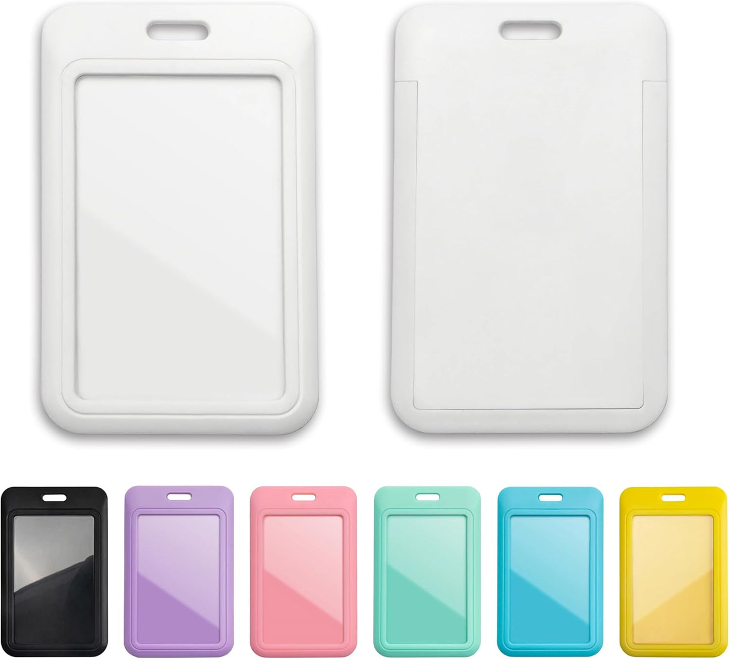 1 Pcs Sliding ID Badge Holder with Clear Window White ID Card Protector Pouch for Office School ID Credit Cards Proximity Key Cards Driver’s Licenses and Passes