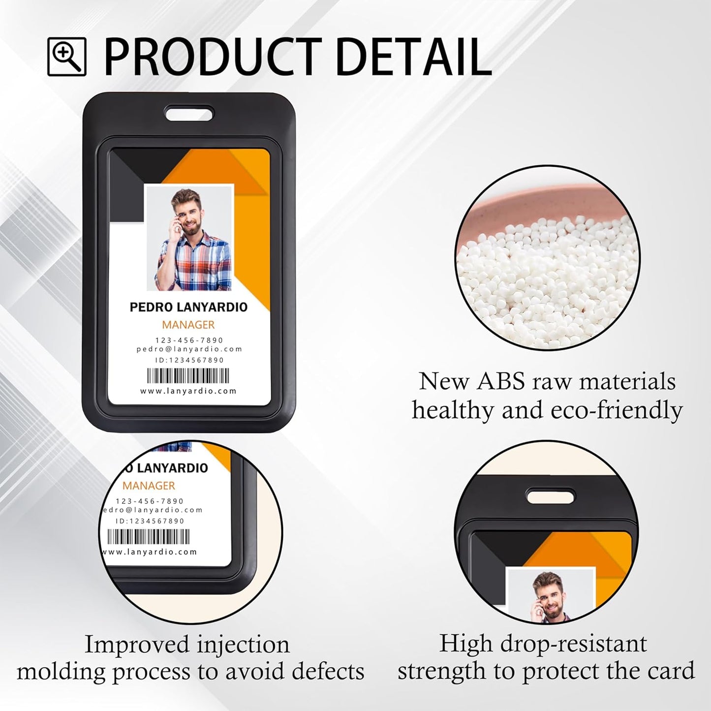 1 Pack Sliding Vertical ID Badge Holder Hard Black Plastic Card Case Protector Pouch with Sided Clear Window for Office School ID Credit Cards and Proximity Key Cards