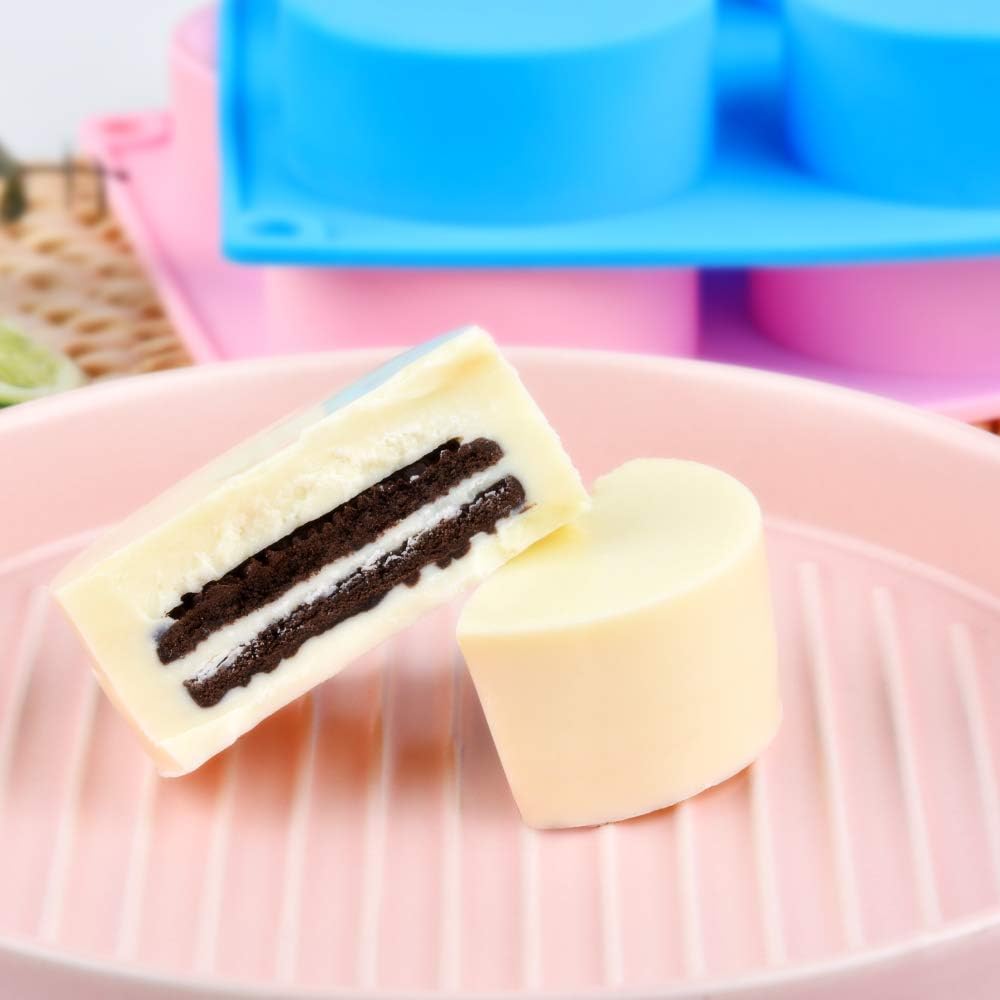Cake Puck Molds, Silicone Cookie Molds Round Cylinder for Chocolate Covered Cake Pucks, Cookie Pucks Easy to Release (3, Multi)