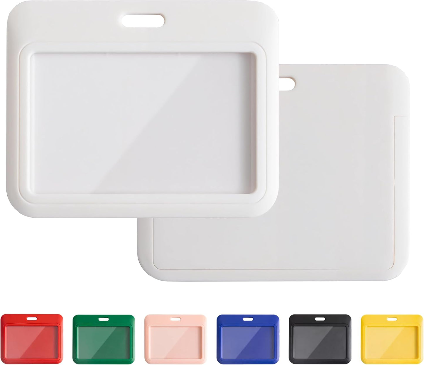 1 Pack Sliding Horizontal ID Badge Holder with Clear Window White ID Card Holder Protector Pouch for Office School ID Credit Cards Proximity Key Cards Driver’s Licenses and Passes