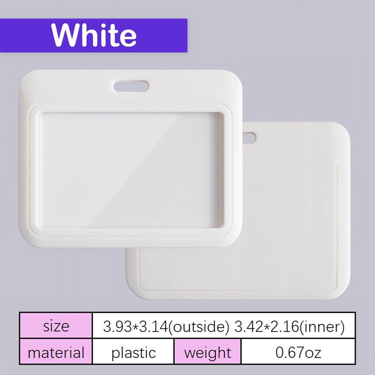 1 Pack Sliding Horizontal ID Badge Holder with Clear Window White ID Card Holder Protector Pouch for Office School ID Credit Cards Proximity Key Cards Driver’s Licenses and Passes