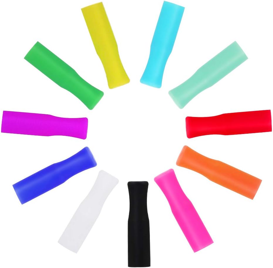 22Pcs Reusable Straws Tips, Silicone Straw Tips, Multi-color Food Grade Straw Tip Covers Only Fit for 1/4 Inch Wide(6MM Out diameter) Stainless Steel Straws by