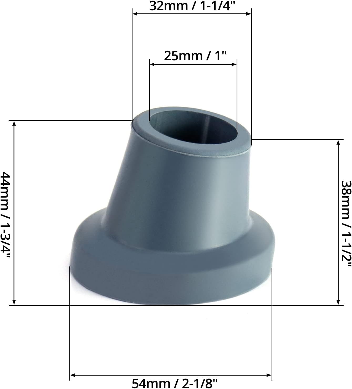 Replacement Feet for Shower Chair Bath Seat, 4 Pack 1" I.D Slope Rubber Tips Shower Bench and Tub Transfer Benches Suction Cup Feet, Grey