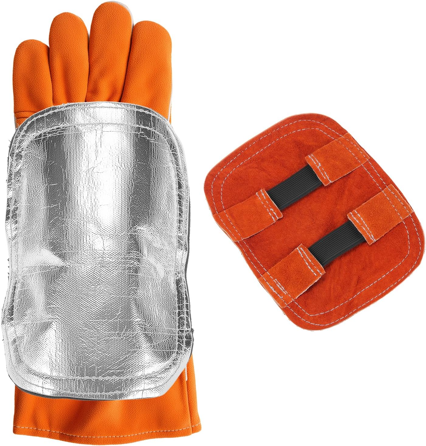 Hand Heat Shield Welding Gloves, Heat Split Leather Welding Hand Pad for Industrial Boiler Cutting