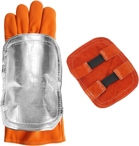 Hand Heat Shield Welding Gloves, Heat Split Leather Welding Hand Pad for Industrial Boiler Cutting