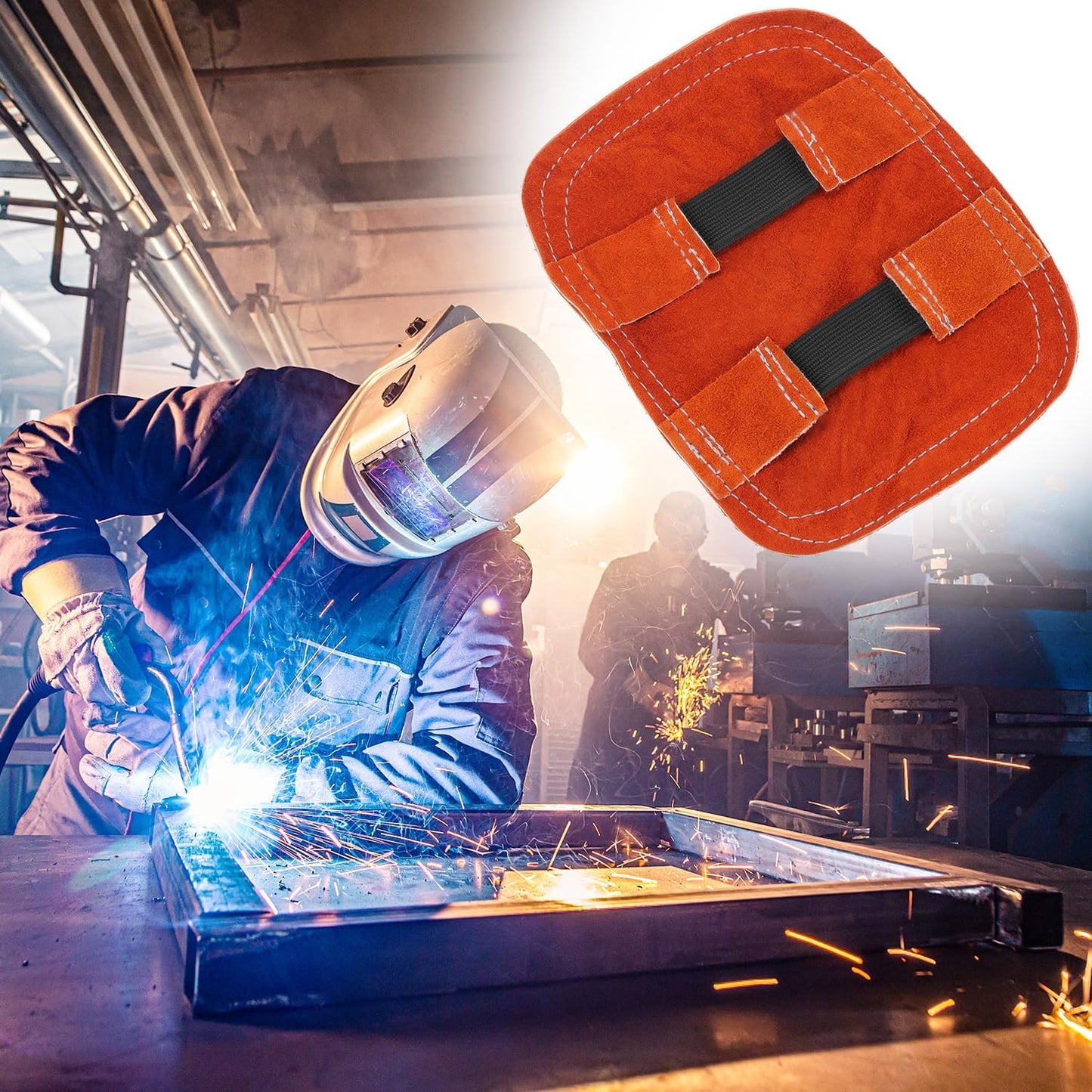 Hand Heat Shield Welding Gloves, Heat Split Leather Welding Hand Pad for Industrial Boiler Cutting