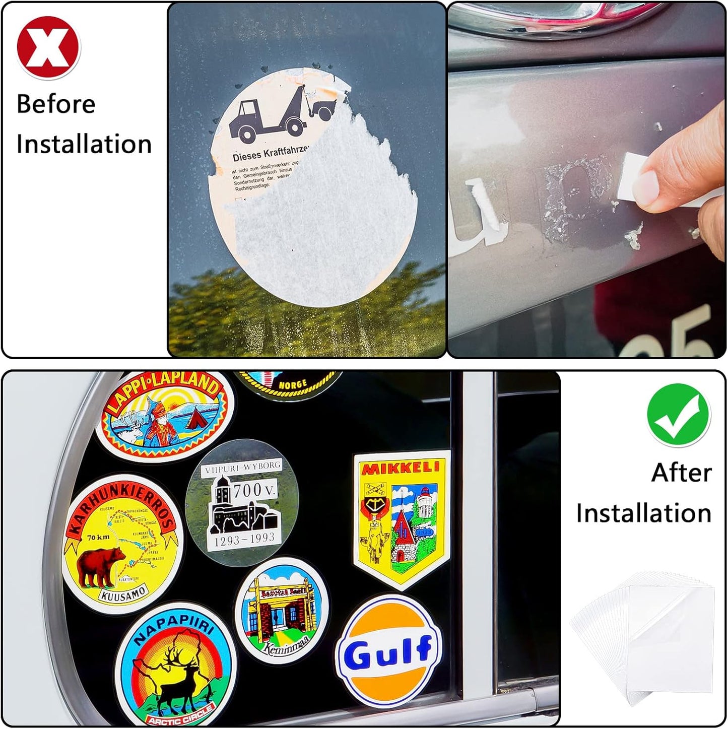 20 Pcs Car Windshield Sticker Applicator Bulk 5 x 6 Inch Static Cling Window Film for for Easy Application Clear Vinyl Car Window Windshield Protection Film Sticker Auto Removal Decal Shield