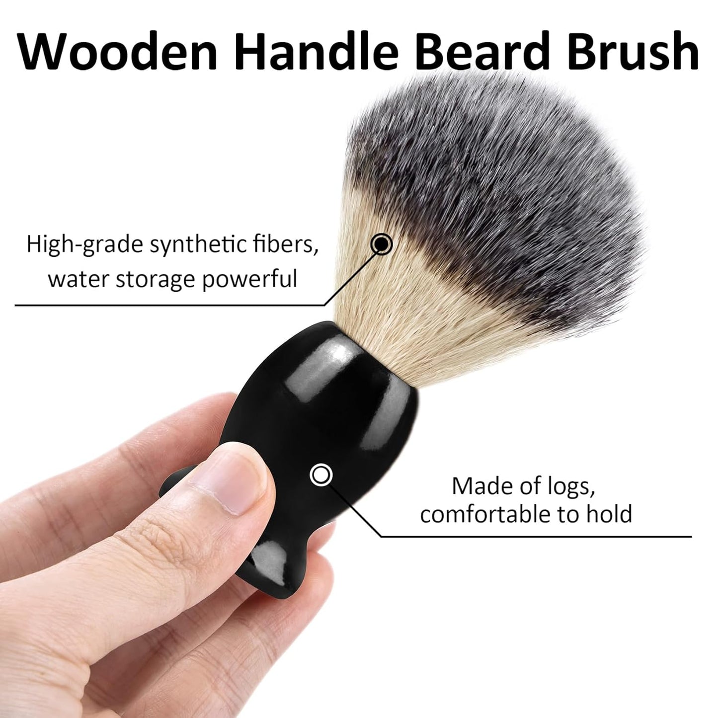 Hand Crafted Shaving Brush with Hard Wood Handle, Men's Luxury Professional Hair Salon Tool Gifts for Men-Black, Perfect Fathers Day Gifts from daughter, wife or Kids