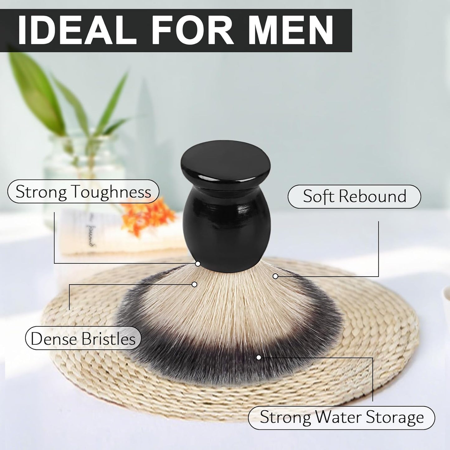 Hand Crafted Shaving Brush with Hard Wood Handle, Men's Luxury Professional Hair Salon Tool Gifts for Men-Black, Perfect Fathers Day Gifts from daughter, wife or Kids