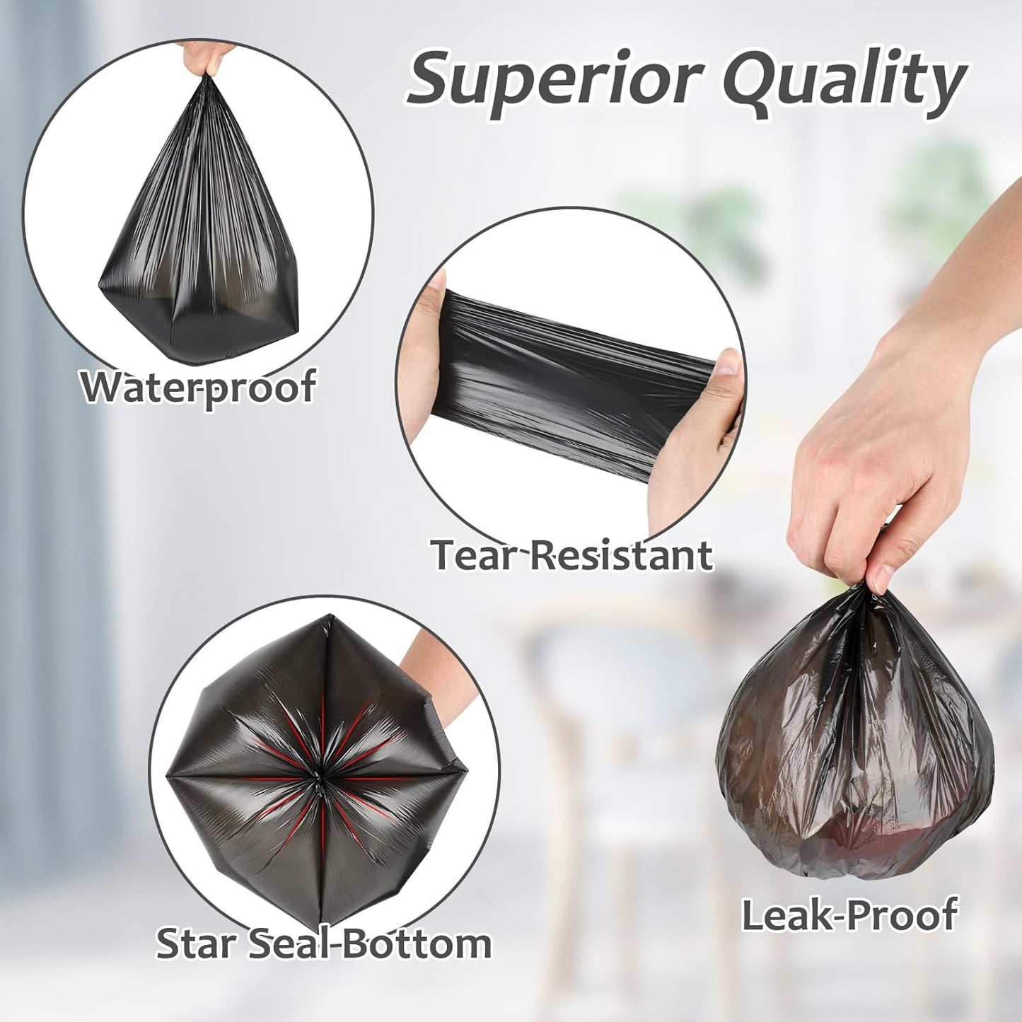 Mini Car Trash Can Bags for Auto Trash Bin, 120 Count Small Garbage Bags Organizer Tear-Resistant, Liner Refills (Vehicle Trash Can is not Included), Black