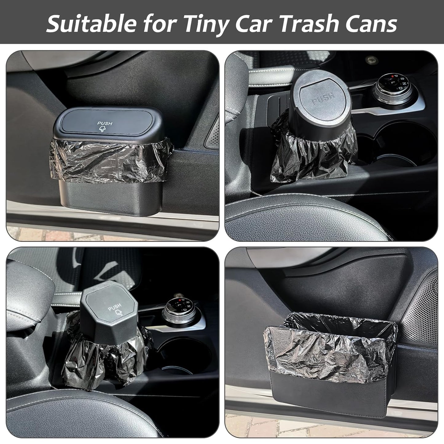 Mini Car Trash Can Bags for Auto Trash Bin, 120 Count Small Garbage Bags Organizer Tear-Resistant, Liner Refills (Vehicle Trash Can is not Included), Black