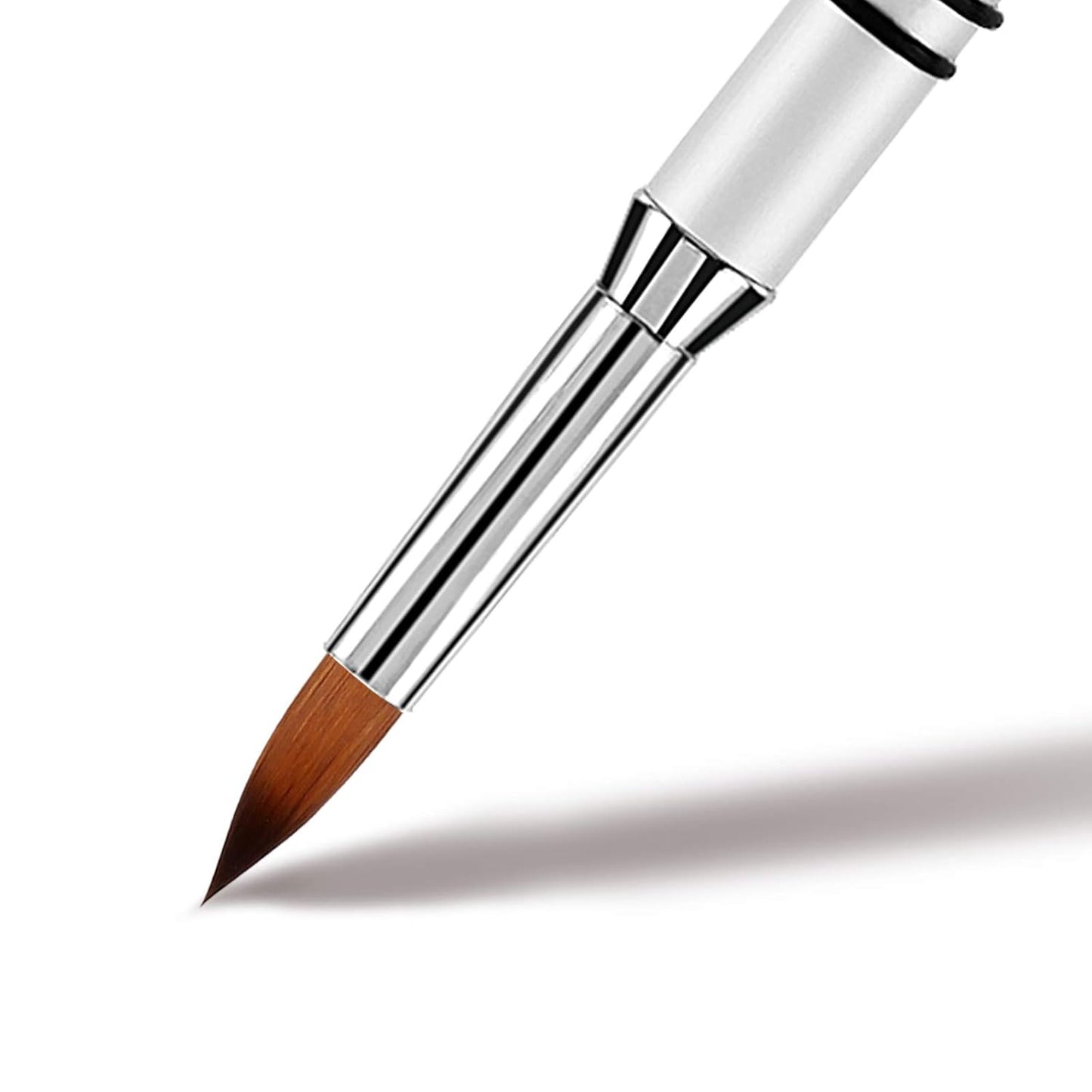 3D Nail Art Brush for Acrylic Powder, Kolinsky Acrylic Nail Brush, Silver Metal with Non-Slip Handle (Size # 2)
