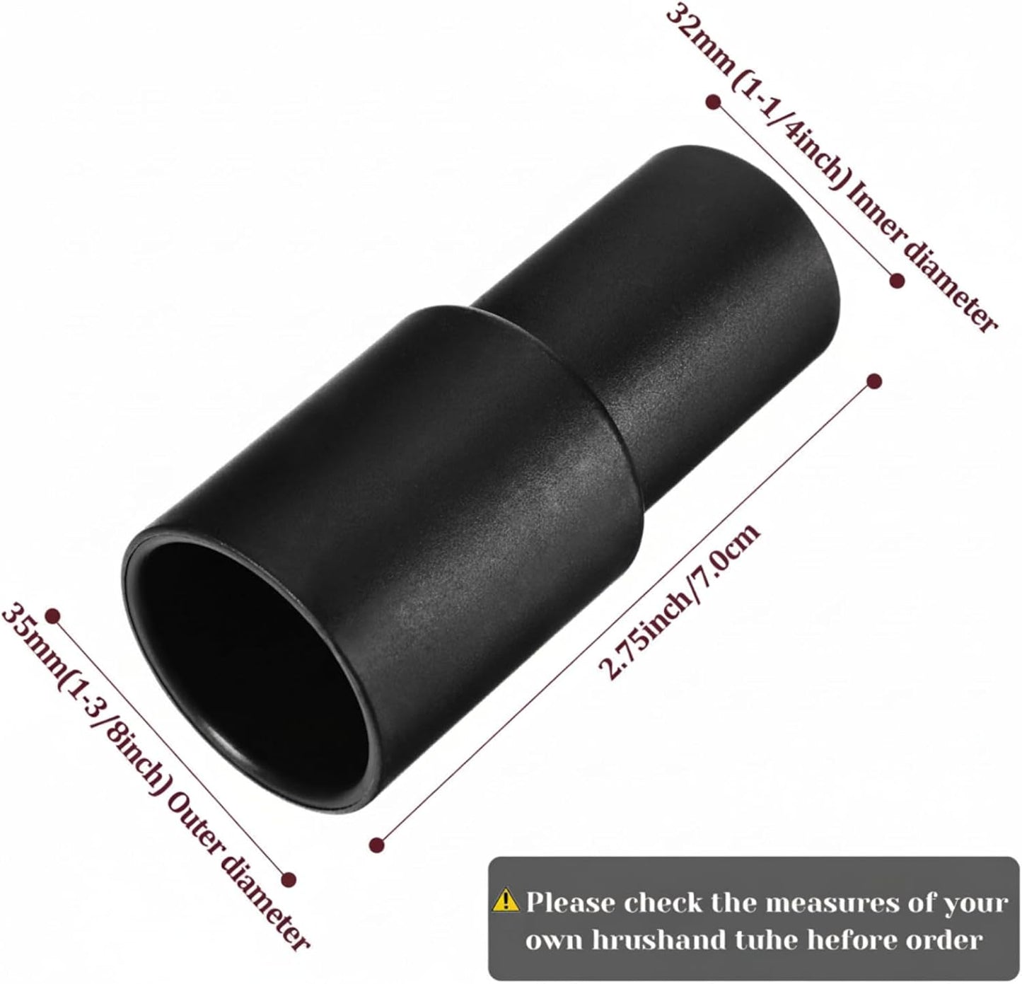 2 Pieces Cleaner Adapter 35mm (1-3/8 Inch) to 32 mm (1-1/4 Inch) for Inner Diameter 32 Brush Fit to Outer Diameter 35 Tube Plastic Vacuum Hose Adapter