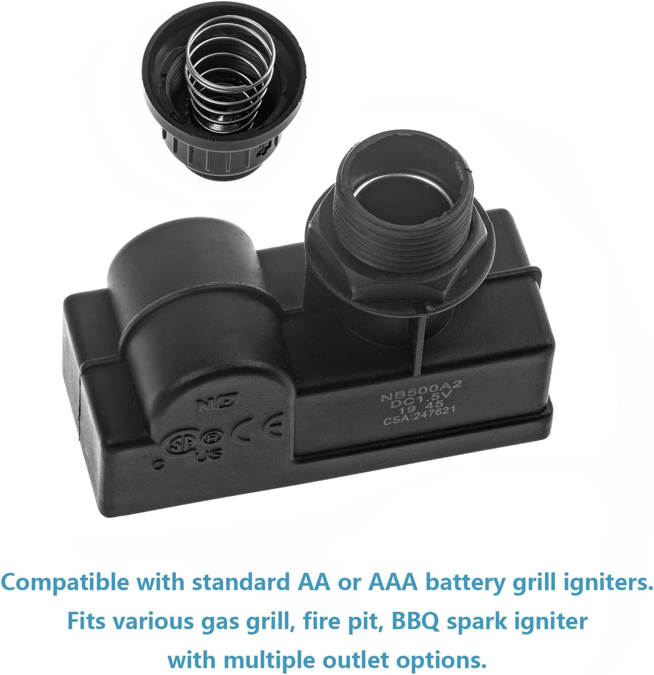 2Pcs AA Battery Push Button Igniter Caps with Spring, Igniter Replacement Button Cap for Blackstone Char-Broil Gas Grill, BBQ, Fire Pit, Barbecue, Spark Generator Cover